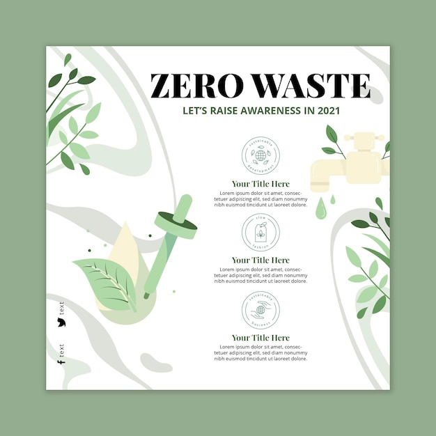 Zero waste square flyer template