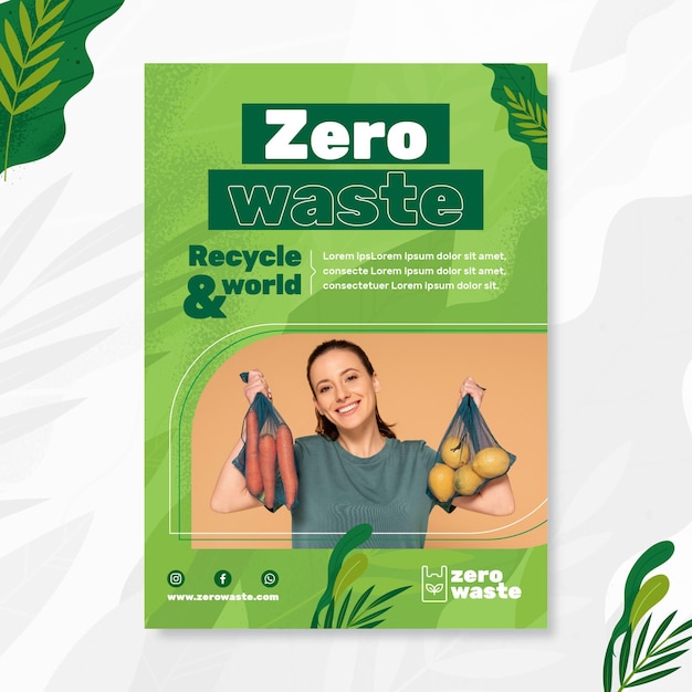 Free vector zero waste vertical flyer template