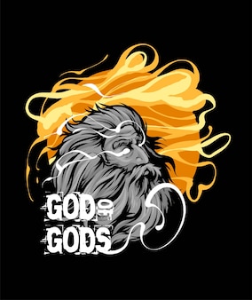 Zeus head illustration premium vector, for t shirt