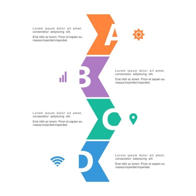 Vettore gratuito infografica timeline con quattro opzioni in colori business flat