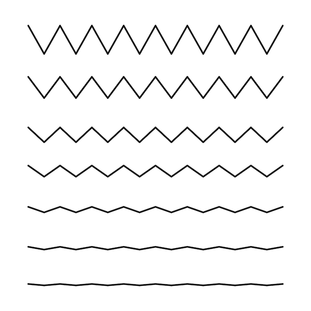 Vettore gratuito zigzag wavy lines set