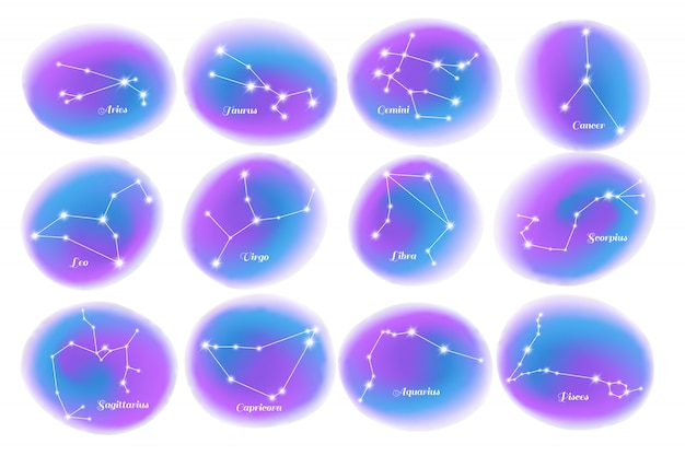 Insieme realistico di costellazioni dello zodiaco