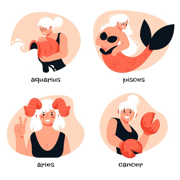 Free vector zodiac sign collection illustrated