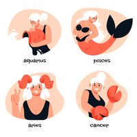 Zodiac sign collection illustrated