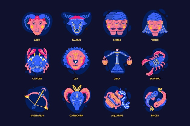 Free vector zodiac sign collection