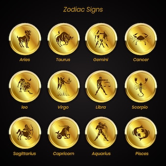 Zodiac signs set of horoscope symbols astrology collection