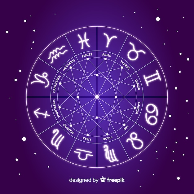 Free vector zodiac wheel on space background