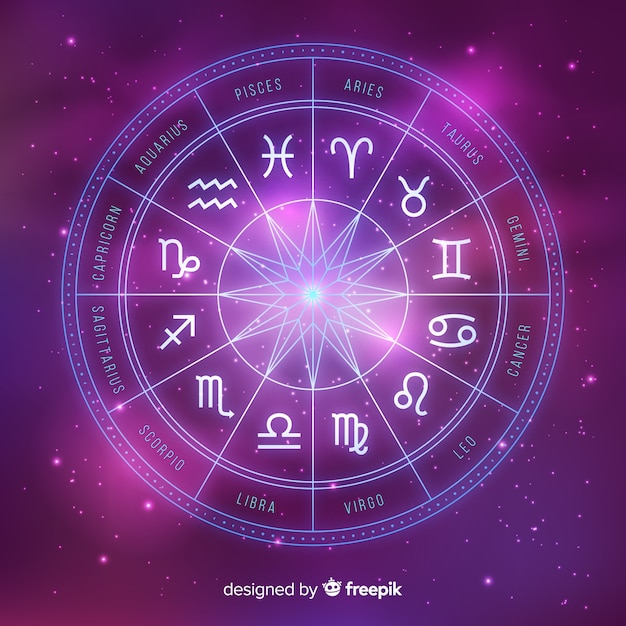Free vector zodiac wheel on space background