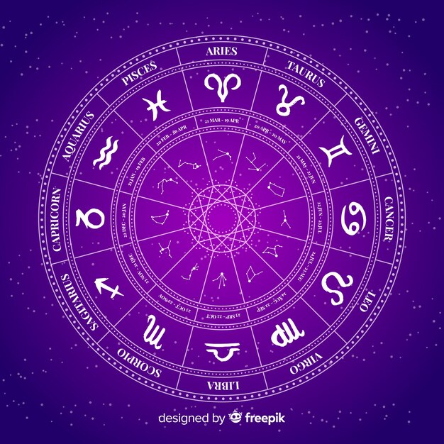 Zodiac wheel on space background