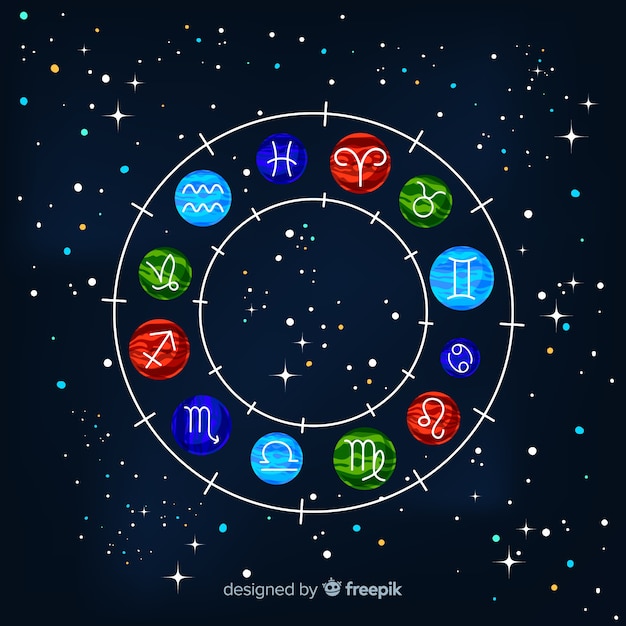 Free vector zodiac wheel on a space background