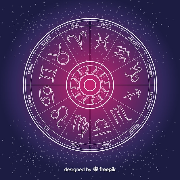 Free vector zodiac wheel on a space background