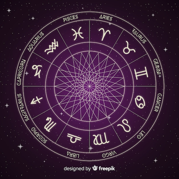 Ruota dello zodiaco su uno sfondo di spazio