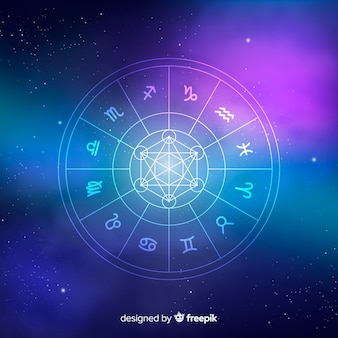Zodiac wheel on a space background Free Vector