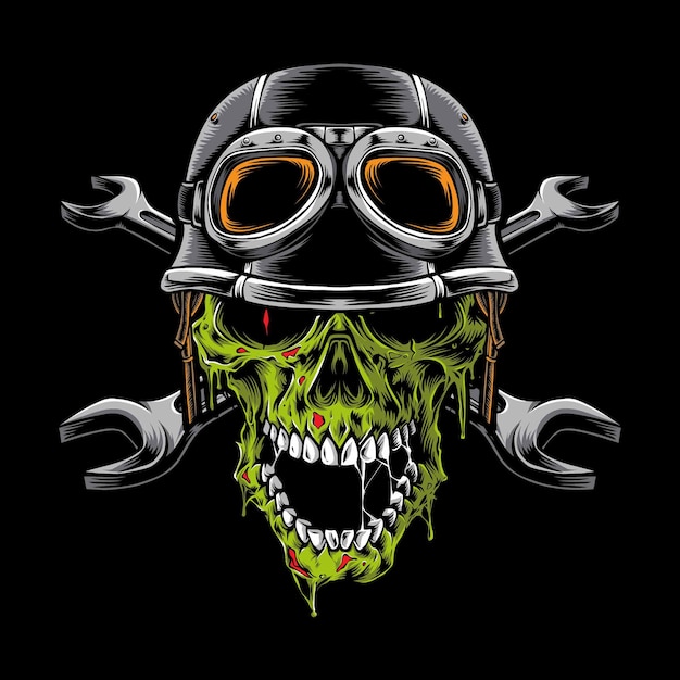 Free vector zombie biker head isolated on black