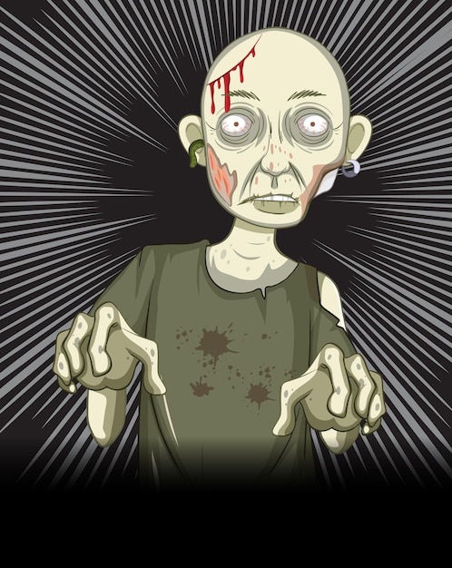 Free vector zombie character on black rays background