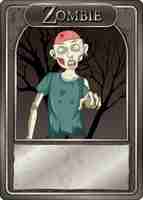 Бесплатное векторное изображение Шаблон игровой карты персонажа зомби
