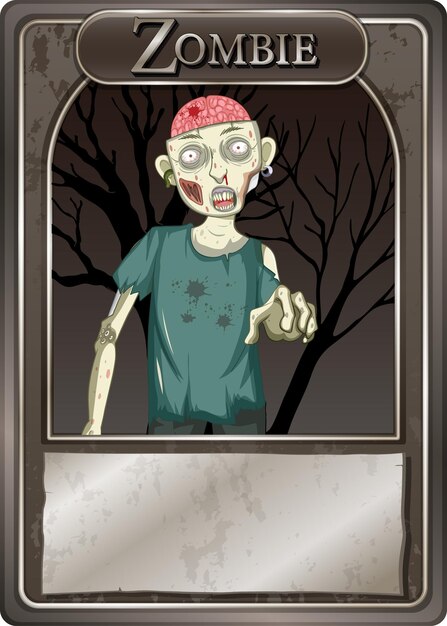 Zombie character game card template