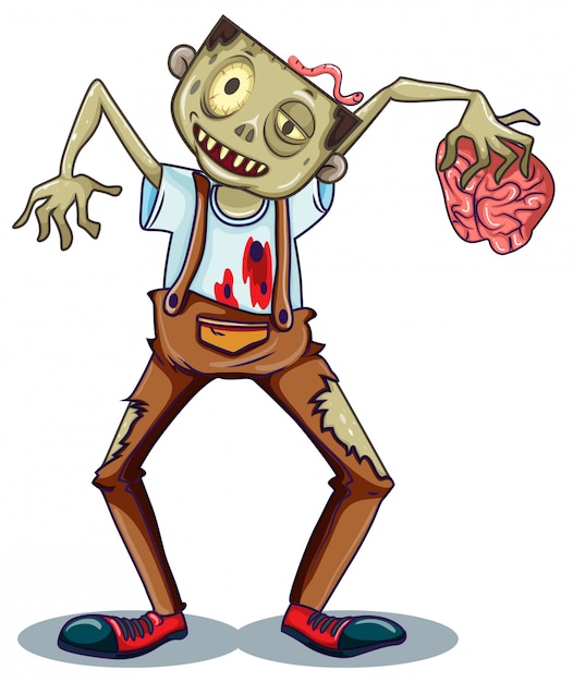 Vettore gratuito un personaggio zombie