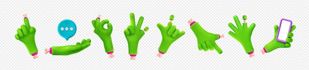 Zombie hand gestures set on transparent