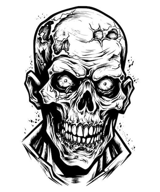 Free vector zombie head illustration drawing