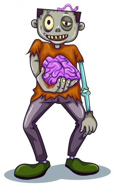 Free vector a zombie holding his brain