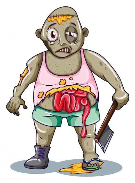 A zombie holding a sharp weapon