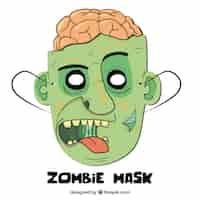 Бесплатное векторное изображение Маска зомби с мозгом