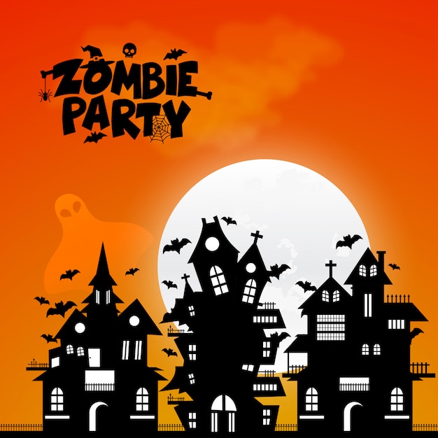 Zombie party typography design vector