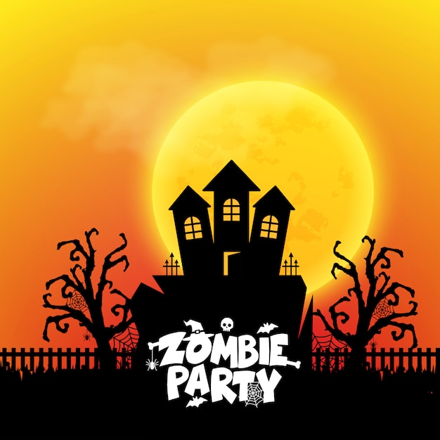 Free vector zombie party typography with creative design vector