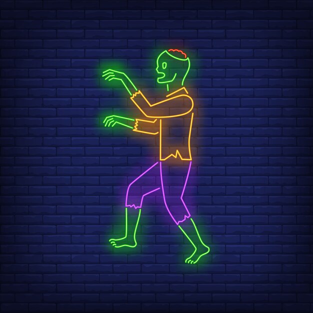 Zombie walking neon sign