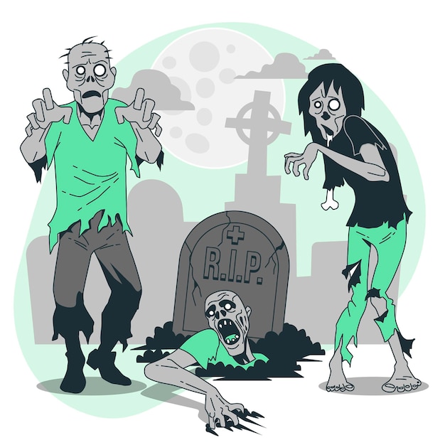 Vettore gratuito illustrazione di concetto di zombie