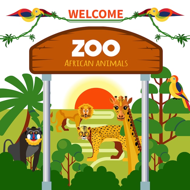 Vettore gratuito zoo animali africani