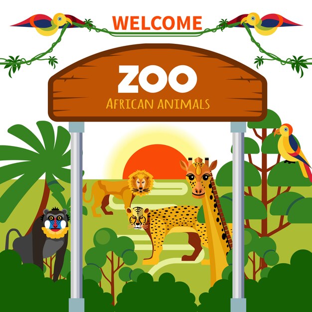 動物園の背景イラスト 無料のベクター