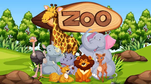 Зоопарк животных на фоне дикой природы