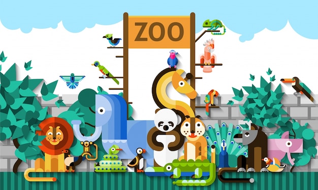 Vettore gratuito illustrazione di sfondo zoo