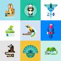 Vettore gratuito set logo zoo