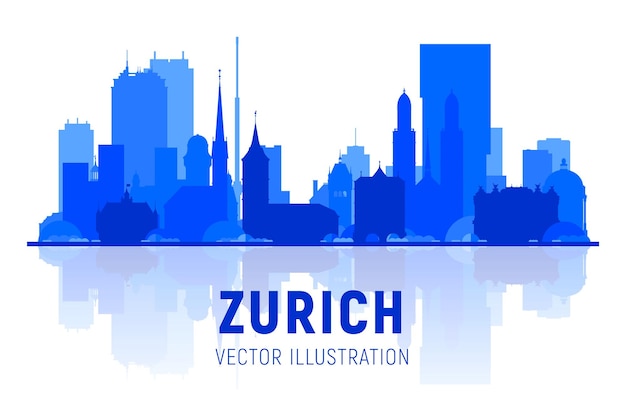 Vettore gratuito orizzonte di zurigo svizzera con panorama a sfondo bianco. illustrazione vettoriale. concetto di viaggio d'affari e turismo con edifici moderni e antichi. vettore per presentazione, banner, sito web.