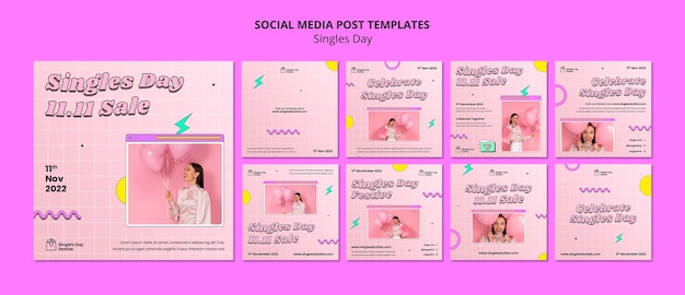 Kostenlose PSD 11.11 singles day sammlung von instagram-posts