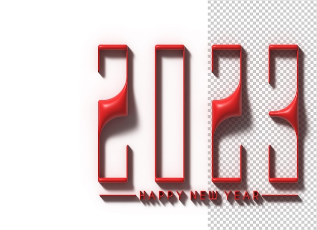 Kostenlose PSD 2023 frohes neues jahr 3d render text typografie design banner poster 3d-darstellung