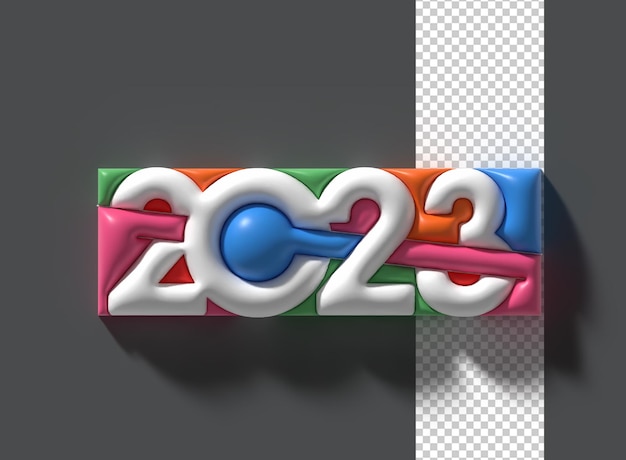 Kostenlose PSD 2023 frohes neues jahr 3d render text typografie design banner poster 3d-darstellung