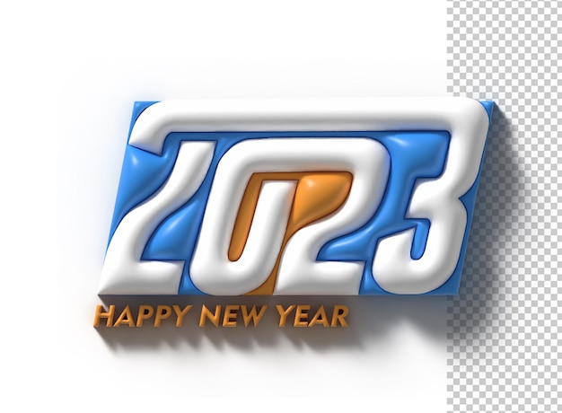 Kostenlose PSD 2023 frohes neues jahr 3d render text typografie design banner poster 3d-darstellung