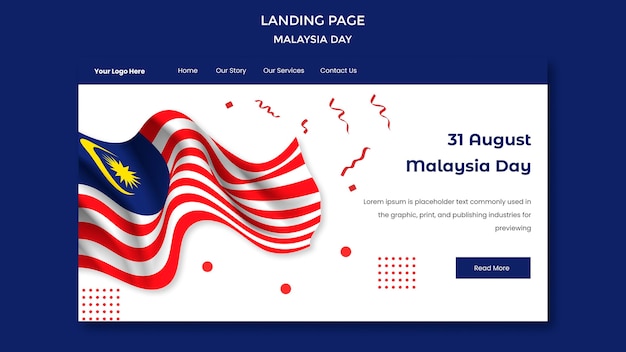 Kostenlose PSD 31 august malaysia tag landingpage vorlage