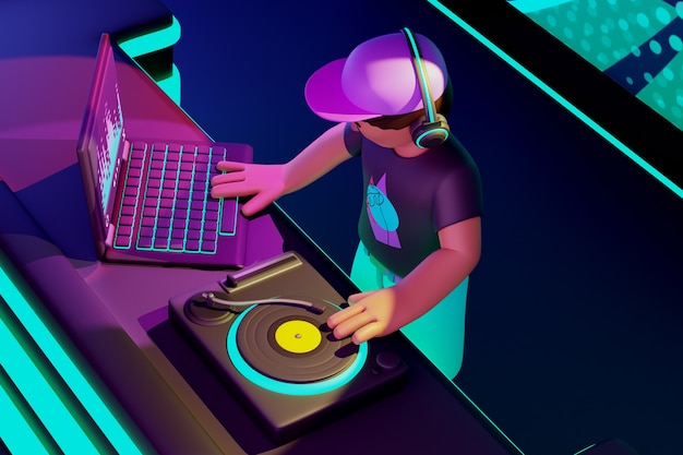 3D-Ansicht des Charakters DJ