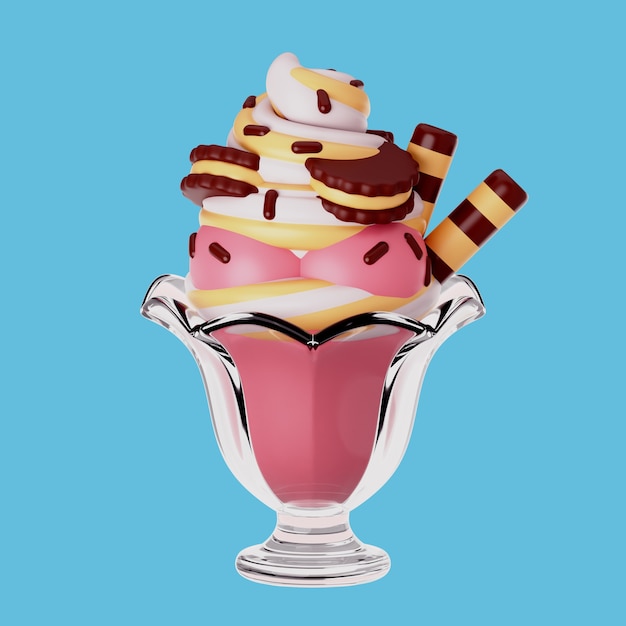 Kostenlose PSD 3d-bild mit süßem eiscreme-dessert