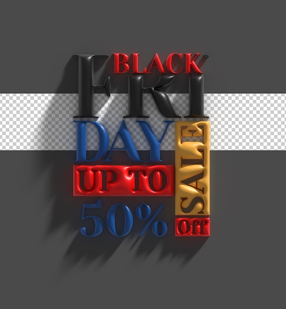 Kostenlose PSD 3d black friday sale promotion poster oder banner design transparente psd-datei