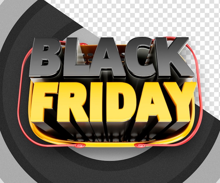 Kostenlose PSD 3d-black-friday-werbestempel für digitale marketingkomposition
