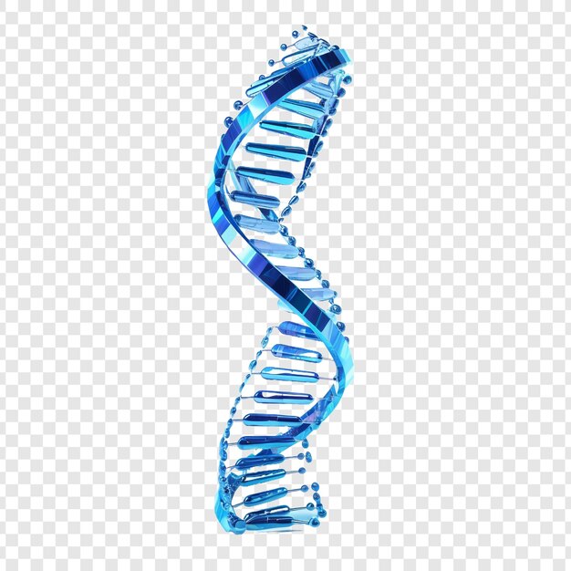 Kostenlose PSD 3d blaues dna-helix-sequenzelement isoliert auf transparentem hintergrund