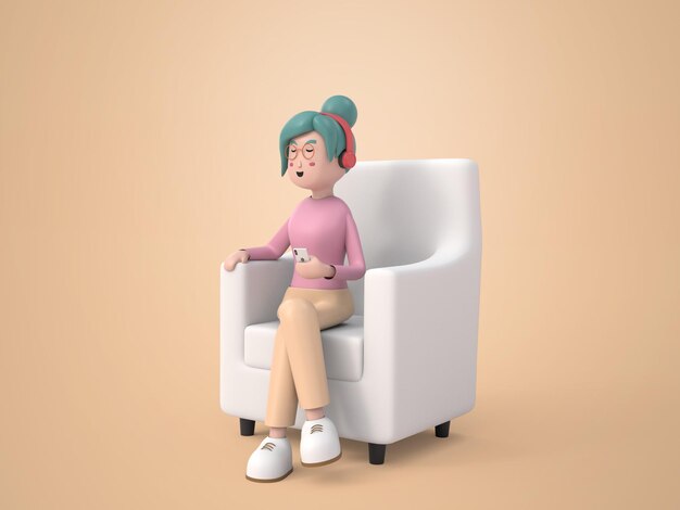 3D-Cartoon-Frauen-Illustration