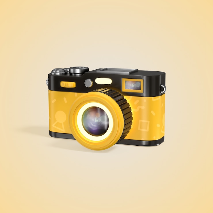 Kostenlose PSD 3d-cartoon-gelbe kamera