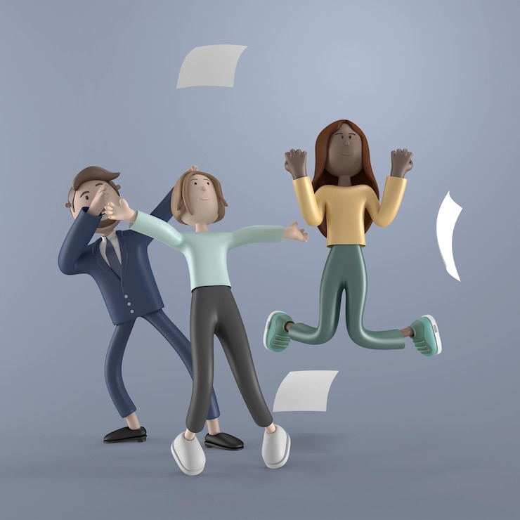 Kostenlose PSD 3d-cartoon-männer-illustration